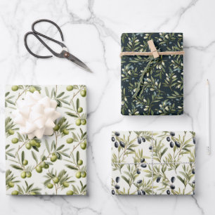 Olive Plant Branches: Nature-Inspired Design Wrapping Paper Sheets