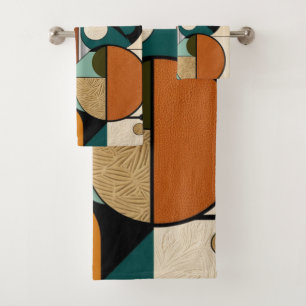 Olive Pop Patterns   Retro-Inspired Art Bath Towel Set