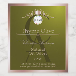 Olive Product Label Rose Gold Frame Logo Monogram