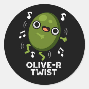 Olive-r Twist Funny Fruit Olive Pun Dark BG Classic Round Sticker