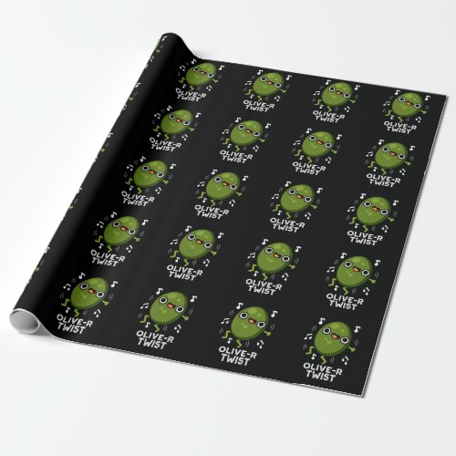 Olive_r Twist Funny Fruit Olive Pun Dark BG Wrapping Paper