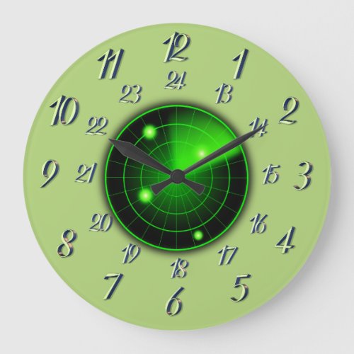 Olive Radar Proximity w Military Time Large Clock