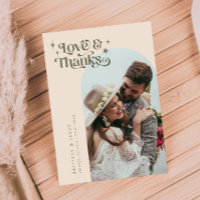 Olive Retro Love & Thanks White Arch Wedding