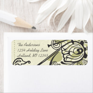 Olive Rose Swirl Whimsical Return Address Labels