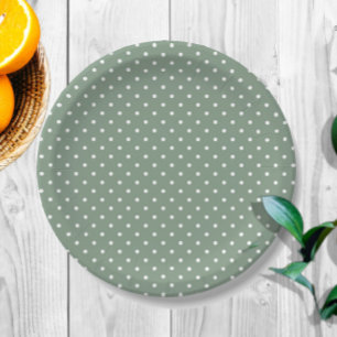 Olive Sage Confetti Paper Plate