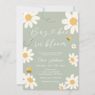 Olive Sage Daisy Retro Bay Bee Baby Shower Invitation