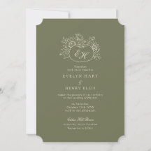 Olive Sage Fall Botanical Wedding Invitation