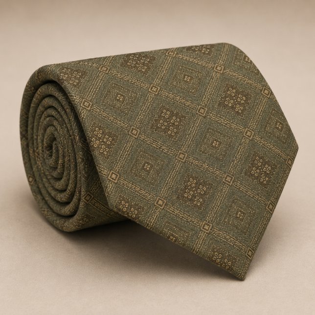Olive Sage Green Diamond Geometric Neck Tie (Creator Uploaded)