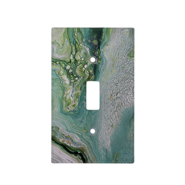 Olive Sage Green Marble Fluid Marble Unique Light Switch Cover (Front)