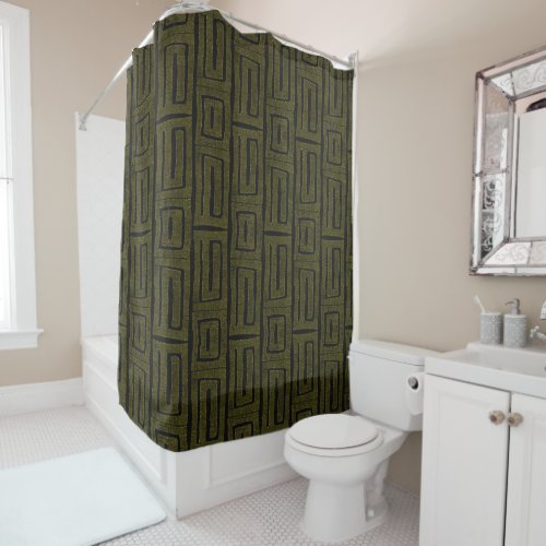 Olive Sage Green Modern Boho Shower Curtain
