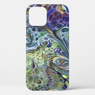 Olive sage green, purple blue burgundy abstract iPhone 12 case