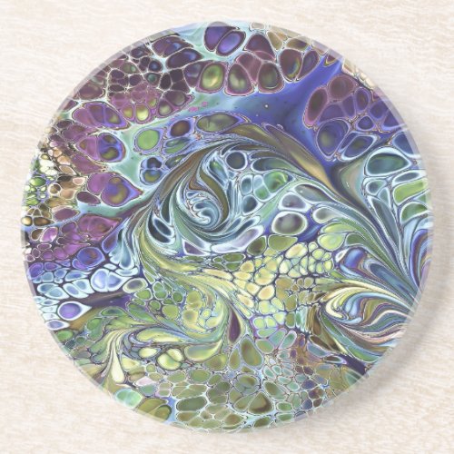 Olive sage green purple blue burgundy abstract  coaster