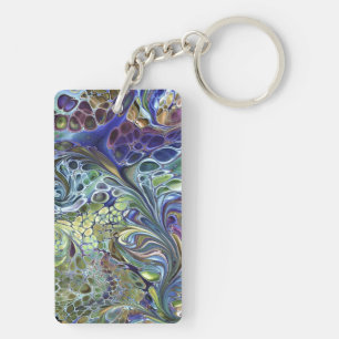 Olive sage green, purple blue burgundy abstract keychain