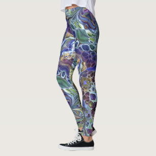 Olive sage green, purple blue burgundy abstract leggings