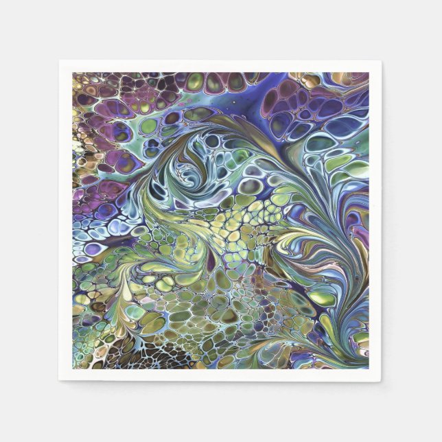 Olive sage green, purple blue burgundy abstract napkins (Front)