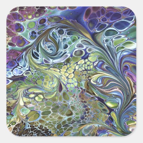 Olive sage green purple blue burgundy abstract  square sticker