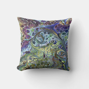 Olive sage green, purple blue burgundy abstract throw pillow