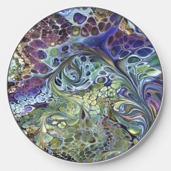 Olive Sage Green  Purple Blue Burgundy Abstract  Wireless Charger by minx267 at Zazzle