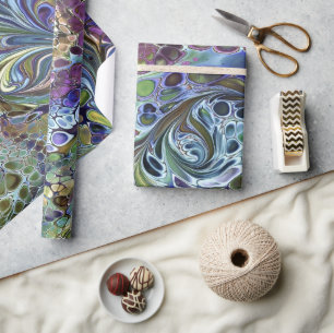 Olive sage green, purple blue burgundy abstract wrapping paper