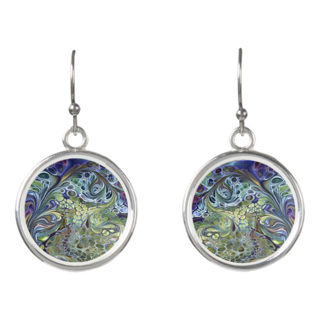 Olive sage green, purple blue burgundy  earrings (Front)