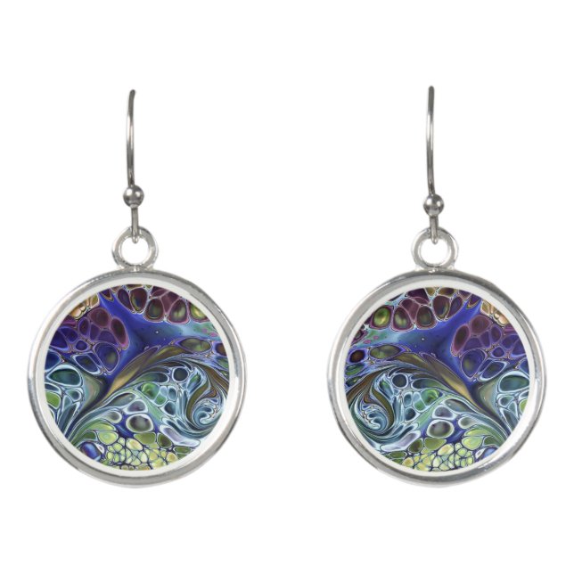 Olive sage green, purple blue burgundy  earrings (Front)