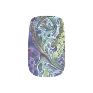 Olive sage green, purple blue burgundy minx nail art