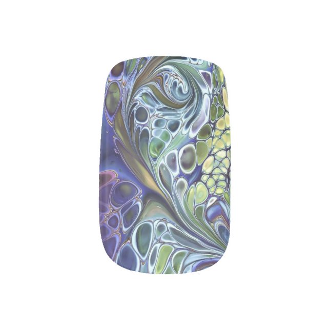 Olive sage green, purple blue burgundy minx nail art (Left Thumb)