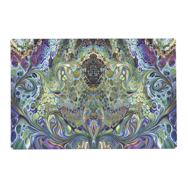 Olive sage green, purple blue burgundy placemat (Front)