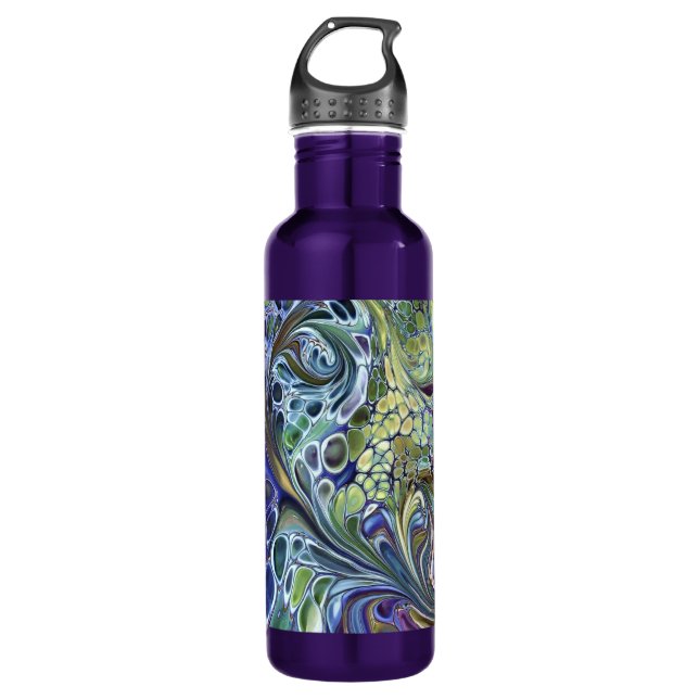 Olive sage green, purple blue burgundy stainless steel water bottle (Front)