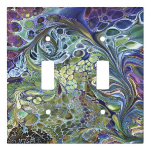Olive sage green, purple blue burgundy swirls light switch cover