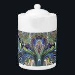 Olive sage green, purple blue burgundy teapot<br><div class="desc">pretty purple blue burgundy and olive and sage green Floral like abstract design</div>