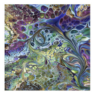 Olive sage green, purple blue Leafy abstract Acryl Acrylic Print