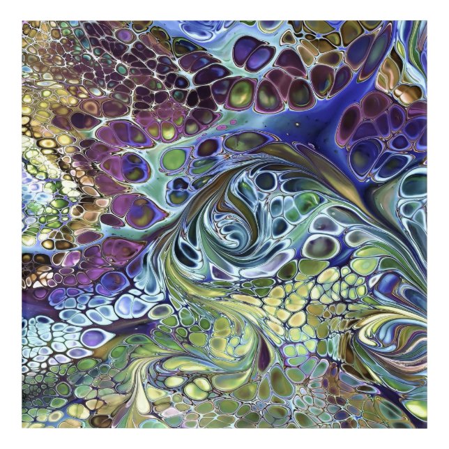 Olive sage green, purple blue Leafy abstract Acrylic Print (Front)