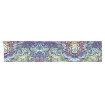 Olive Sage Green  Purple Blue Leafy Abstract Short Table Runner by minx267 at Zazzle