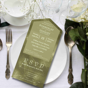 Olive Sage Green Shimmer Line Background Email  All In One Invitation