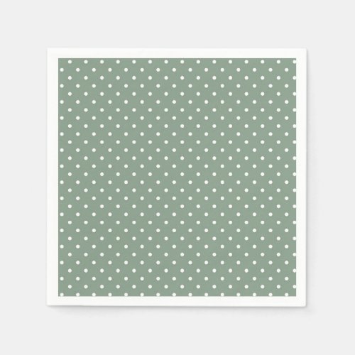 Olive Sage Polka Dots Pattern Paper Napkin