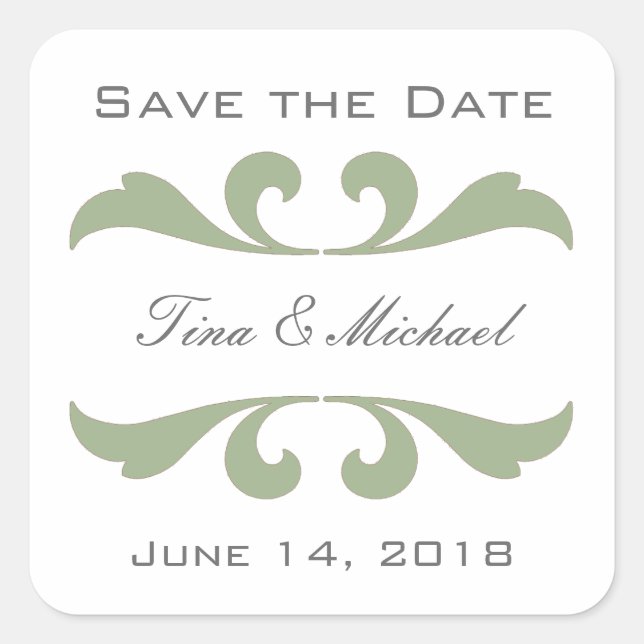 Olive Save The Date Stickers and Seals (Front)