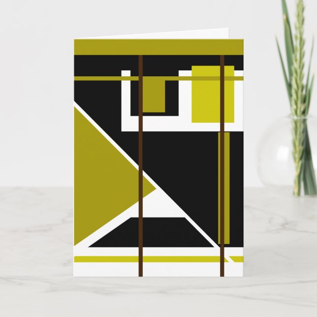 Olive Shades Black White Geometric Abstract Card (Front)