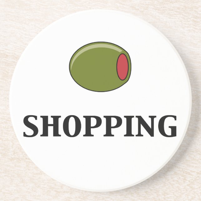 Olive Shopping Sandstone Coaster (Front)