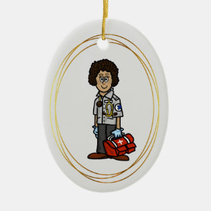 Olive Skinned Female EMS Paramedic Ornament