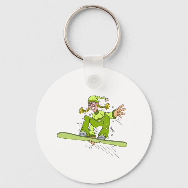 Olive Snowboard Girl Keychain (Front)