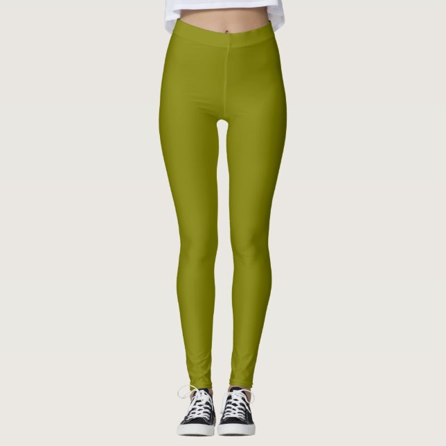 Olive Solid Color Leggings (Front)