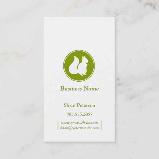 Customizable Olive Squirrel Business Card