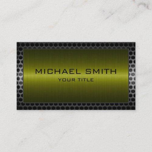 Olive Stainless Steel Modern Metal Border Business Card