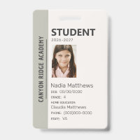 Olive Stripe Homeschool Student ID Badge