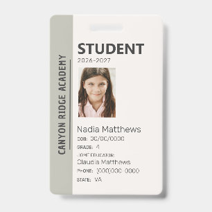Olive Stripe Homeschool Student ID Badge