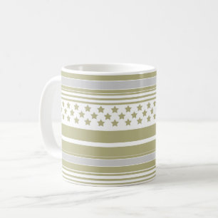 Olive striped pattern with stars coffee mug