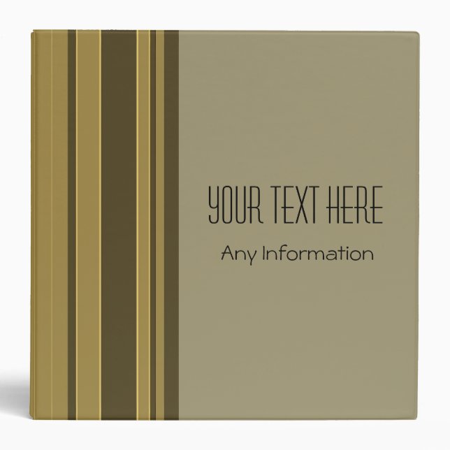 Olive Stripes. Plain Color Background Binder (Front)
