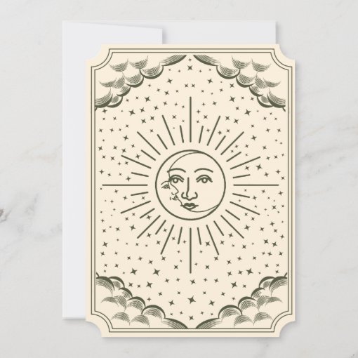 Olive Sun And Moon Tarot Card Wedding Invitation | Zazzle