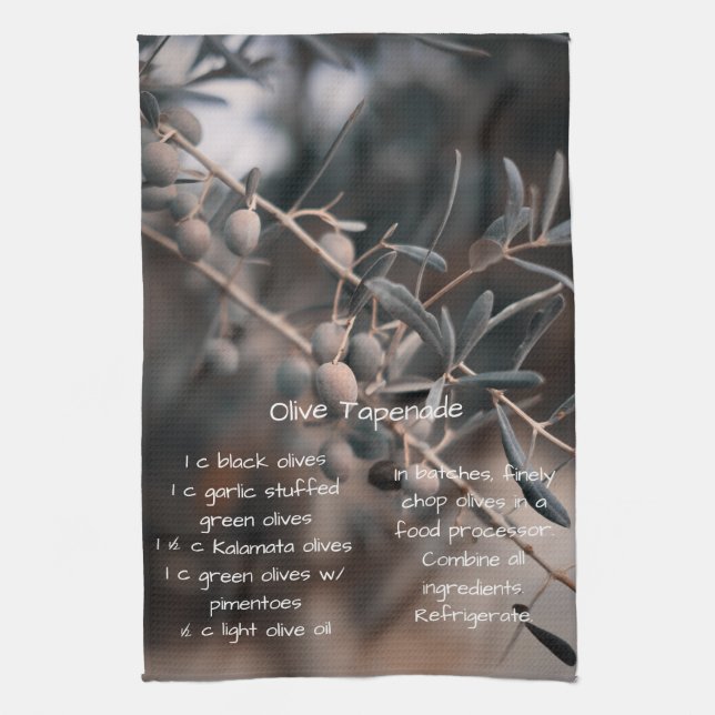 Olive Tapenade recipe, homemade, Kitchen Towel (Vertical)